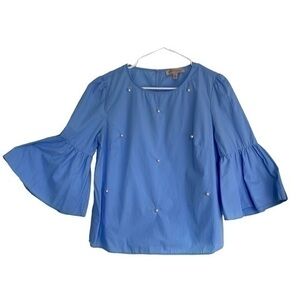 PHILOSOPHY Pearl Embellished Peasant Blouse 3/4 Sleeve Size Small